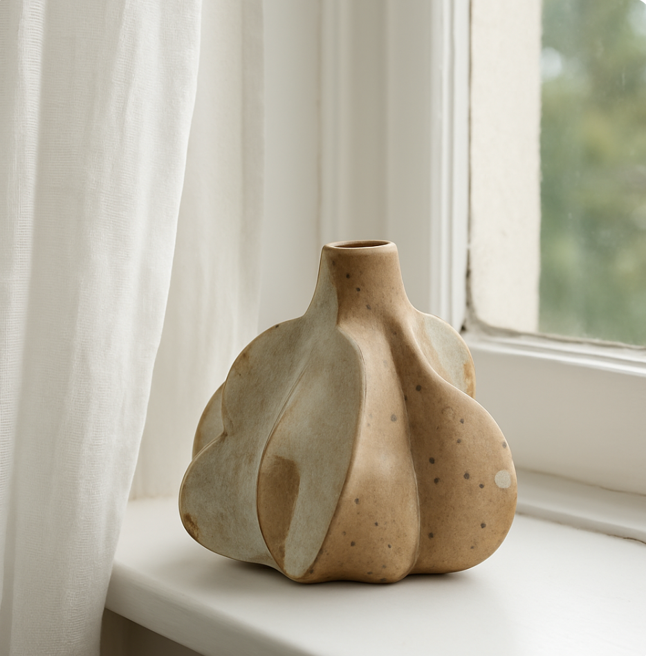 Textured Stoneware Formed Vase