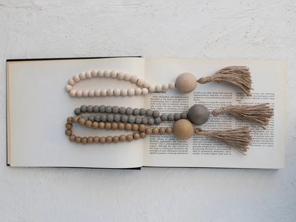 Wood Beads w/ Jute Rope Tassel, 3 Colors - Salt &amp; Creek