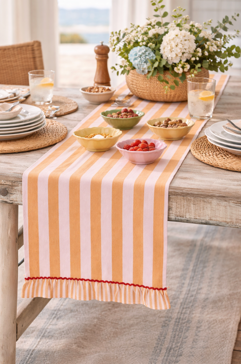 The Ruffled Stripe Table Runner - Salt &amp; Creek