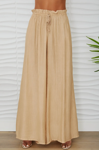 Crinkle Elastic Waist Pant