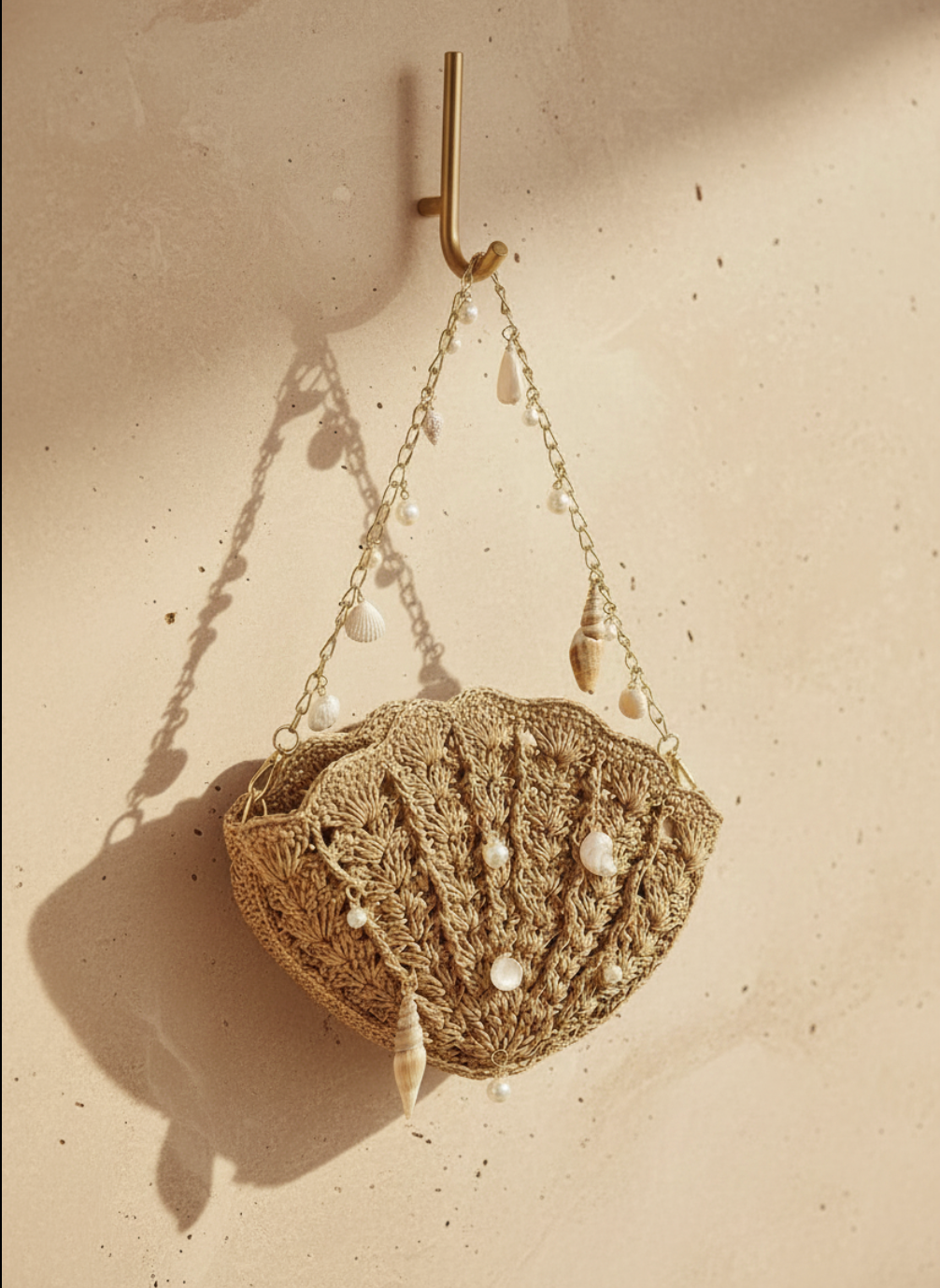 Hand-Woven Hollow Shell Pendant Shoulder Bag