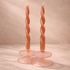 Pink Iridescent Twisted Taper Candles Set of 2 – Unscented Dinner Candles - Salt & Creek