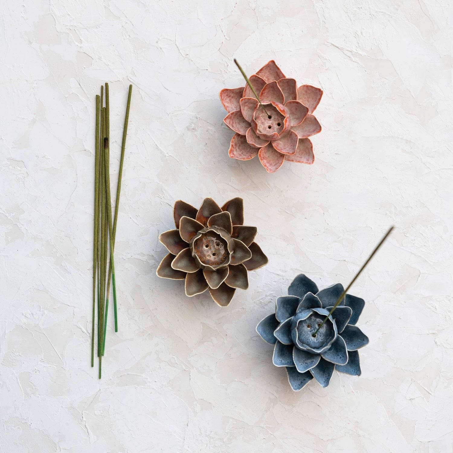 Stoneware Flower Incense Holder - Salt &amp; Creek