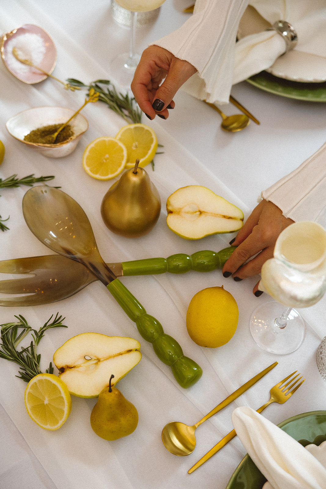 Green Horn Salad Servers -Set of 2