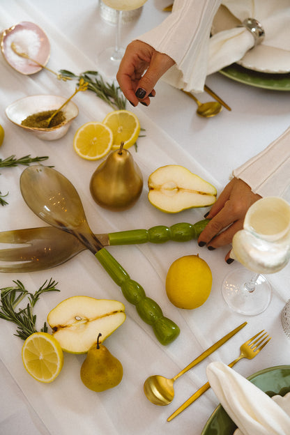 Green Horn Salad Servers -Set of 2