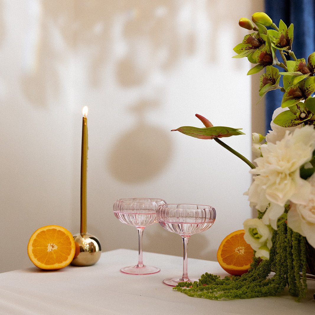 Blush Flower Coupe Glass - Salt &amp; Creek