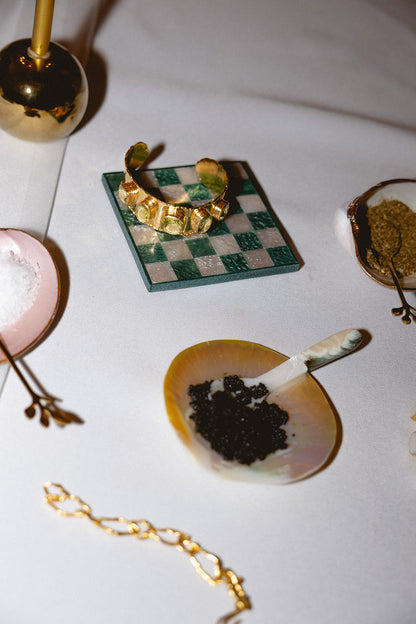 Blue Check Resin Coaster Set of 4