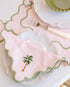 Baby Pink Wavy Napkin with Green Palm Tree Detail - Salt & Creek