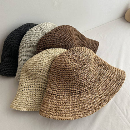 Foldable Raffia Straw Bucket Hat