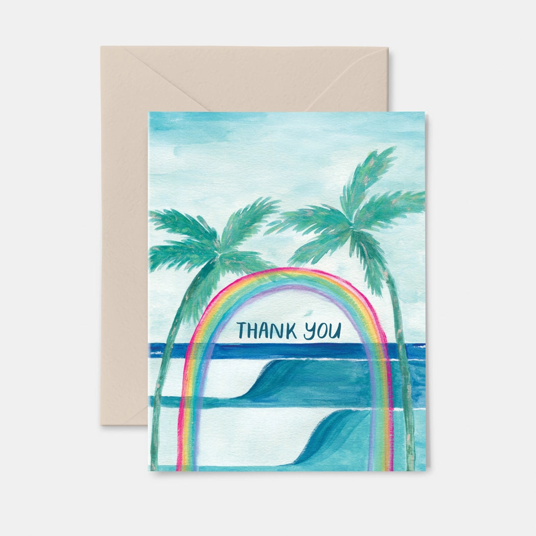 Thank You Rainbow Waves Greeting Card