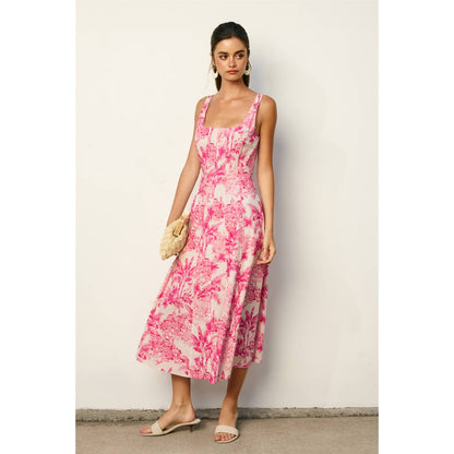 Laguna Palm Square Neck Paneled Dress - Salt &amp; Creek