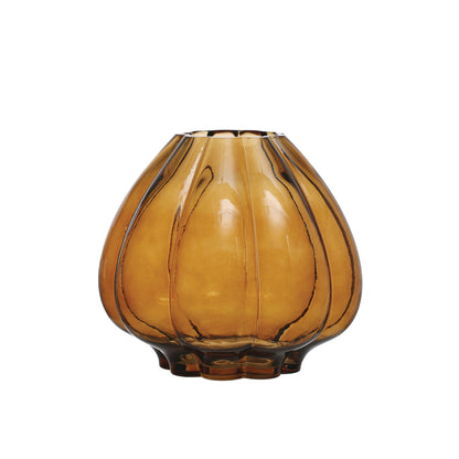 9-3/4&quot; Round x 8-3/4&quot;H Fluted Glass Vase, Brown
