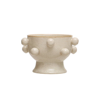 Stoneware Planter w/ Orbs, Reactive Glaze (Holds 8&quot; Pot) (Each One Will Vary)