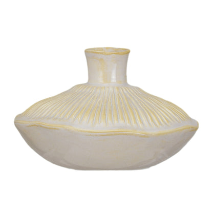 Stoneware Pleated Vase, Reactive Glaze (Each One Will Vary)