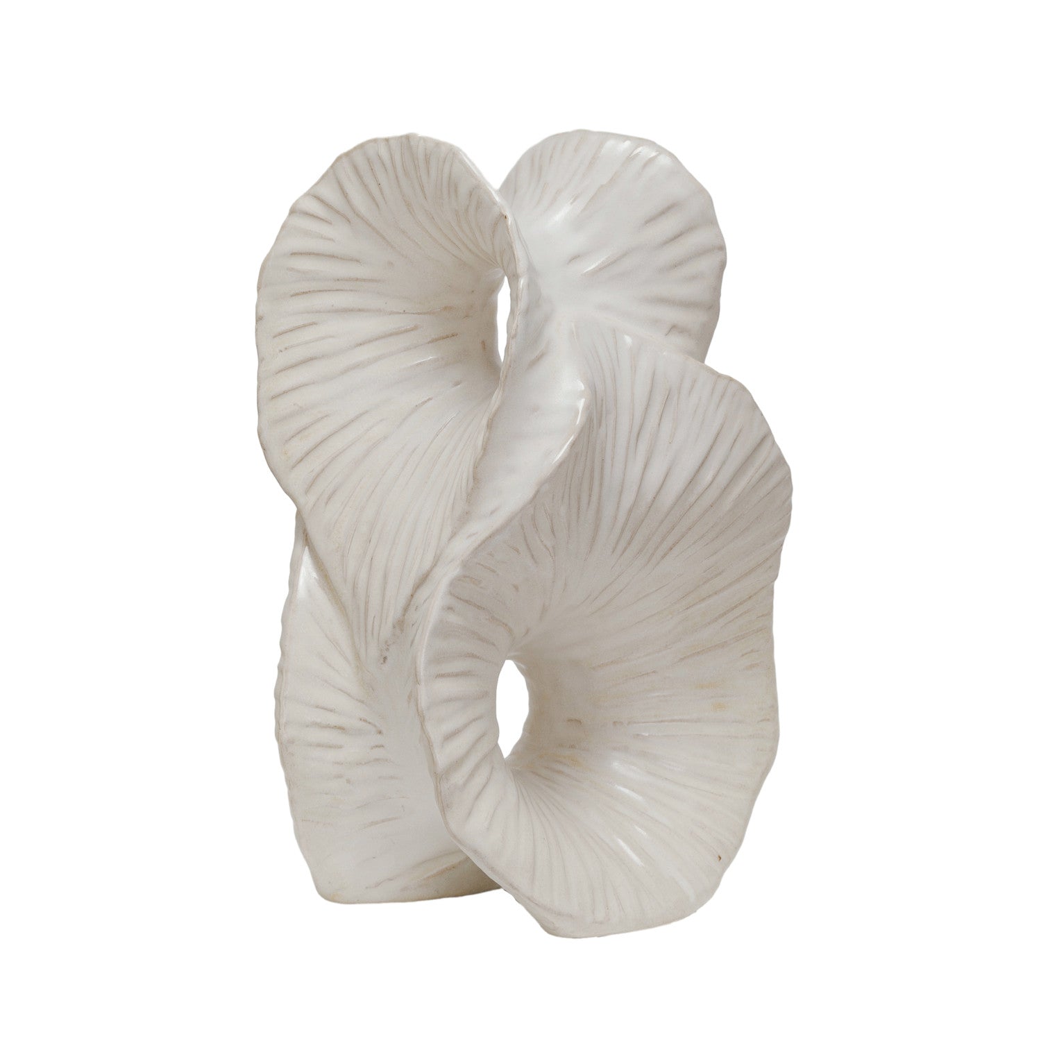 Stoneware Sculpture, Reactive Glaze, Matte White (Each One Will Vary)