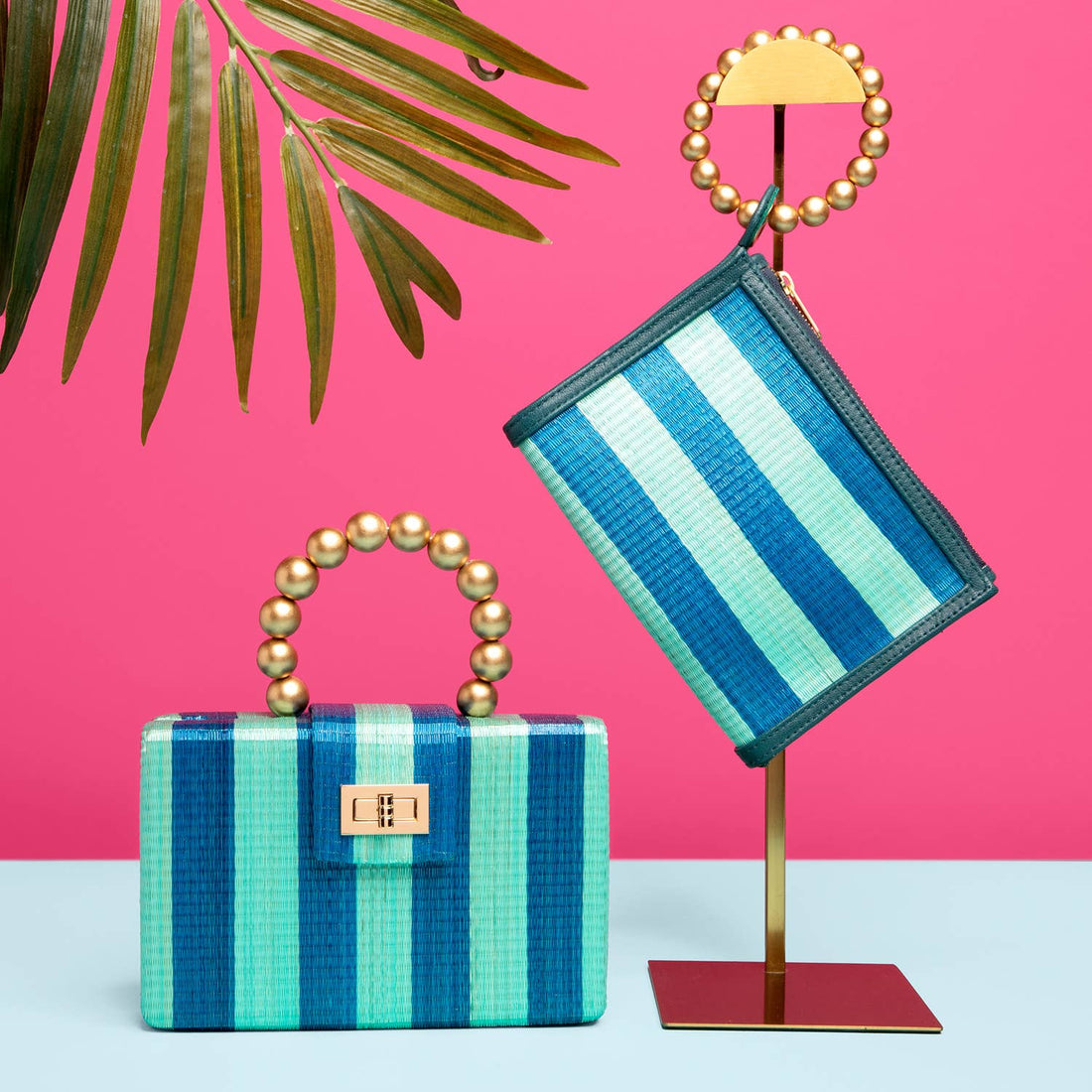 Blue &amp; Turquoise Stripe Clutch |  Sunshine Luxe style - Salt &amp; Creek