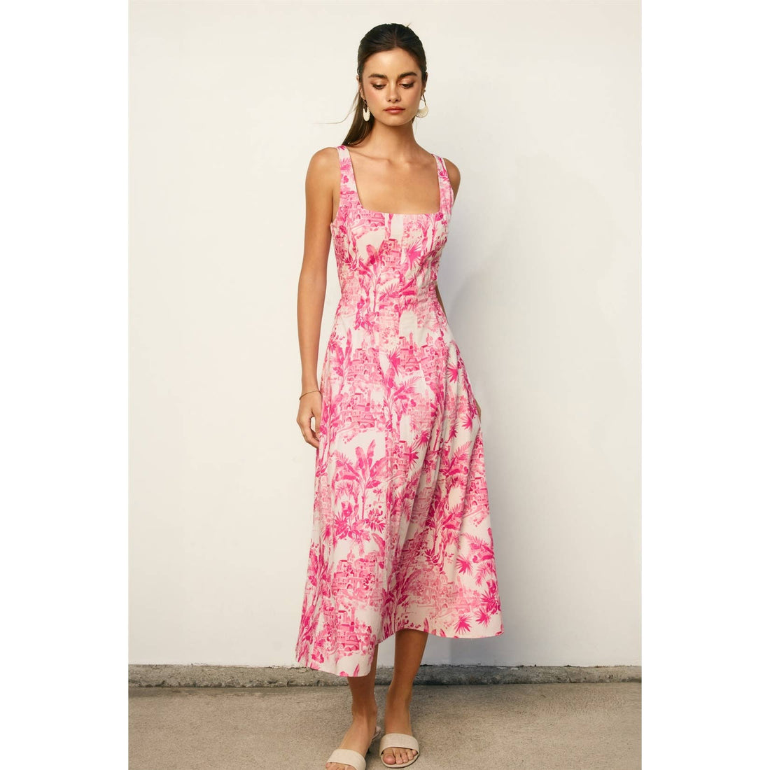 Laguna Palm Square Neck Paneled Dress - Salt &amp; Creek
