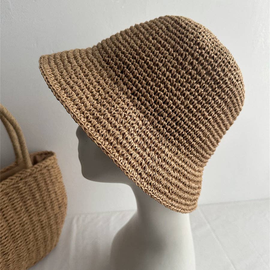 Foldable Raffia Straw Bucket Hat