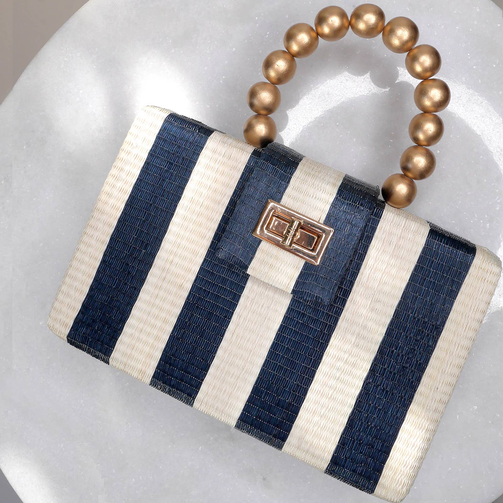 Louisa Clutch in Navy Stripe