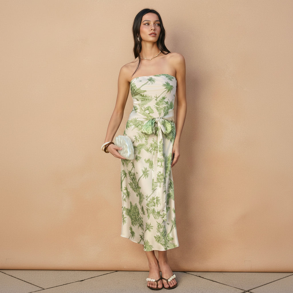 Tide Tales Strapless Front Tie Midi Dress - Salt &amp; Creek