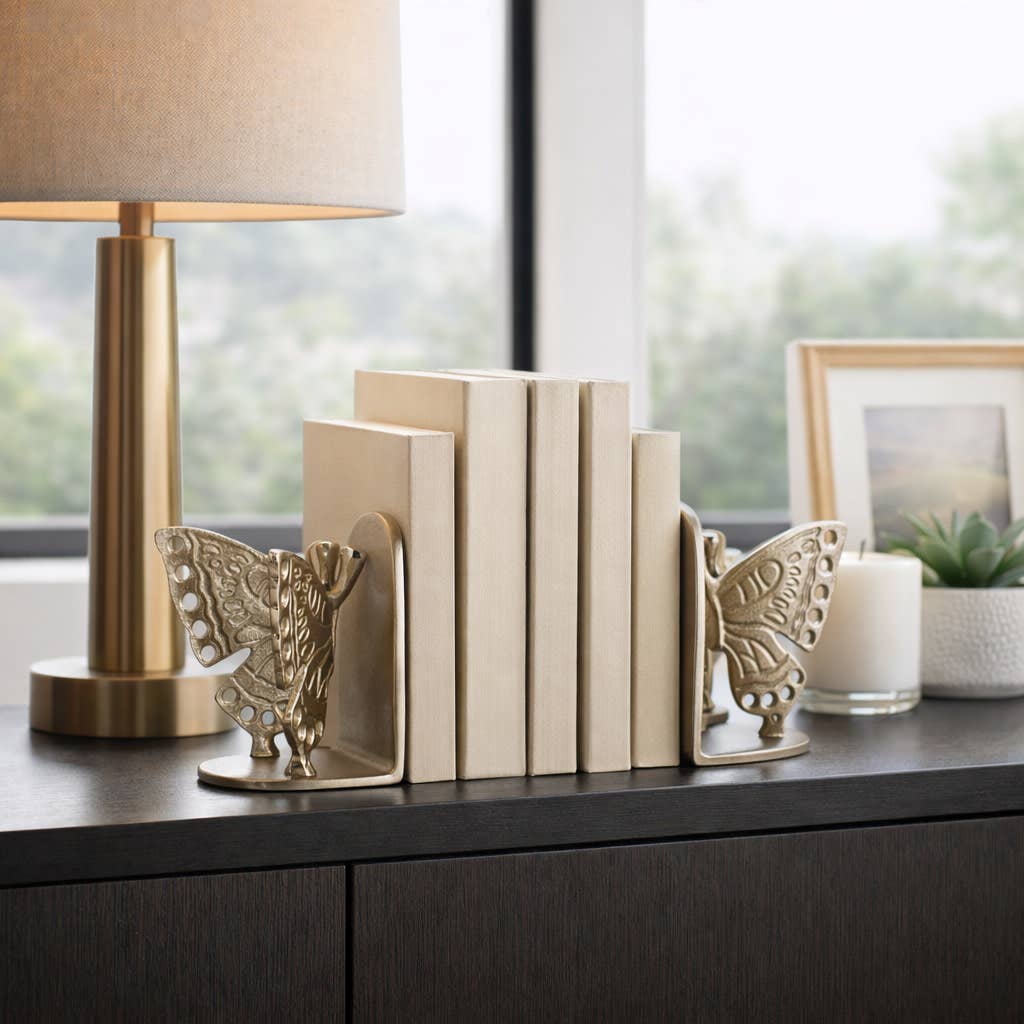 Golden Butterfly Bookends