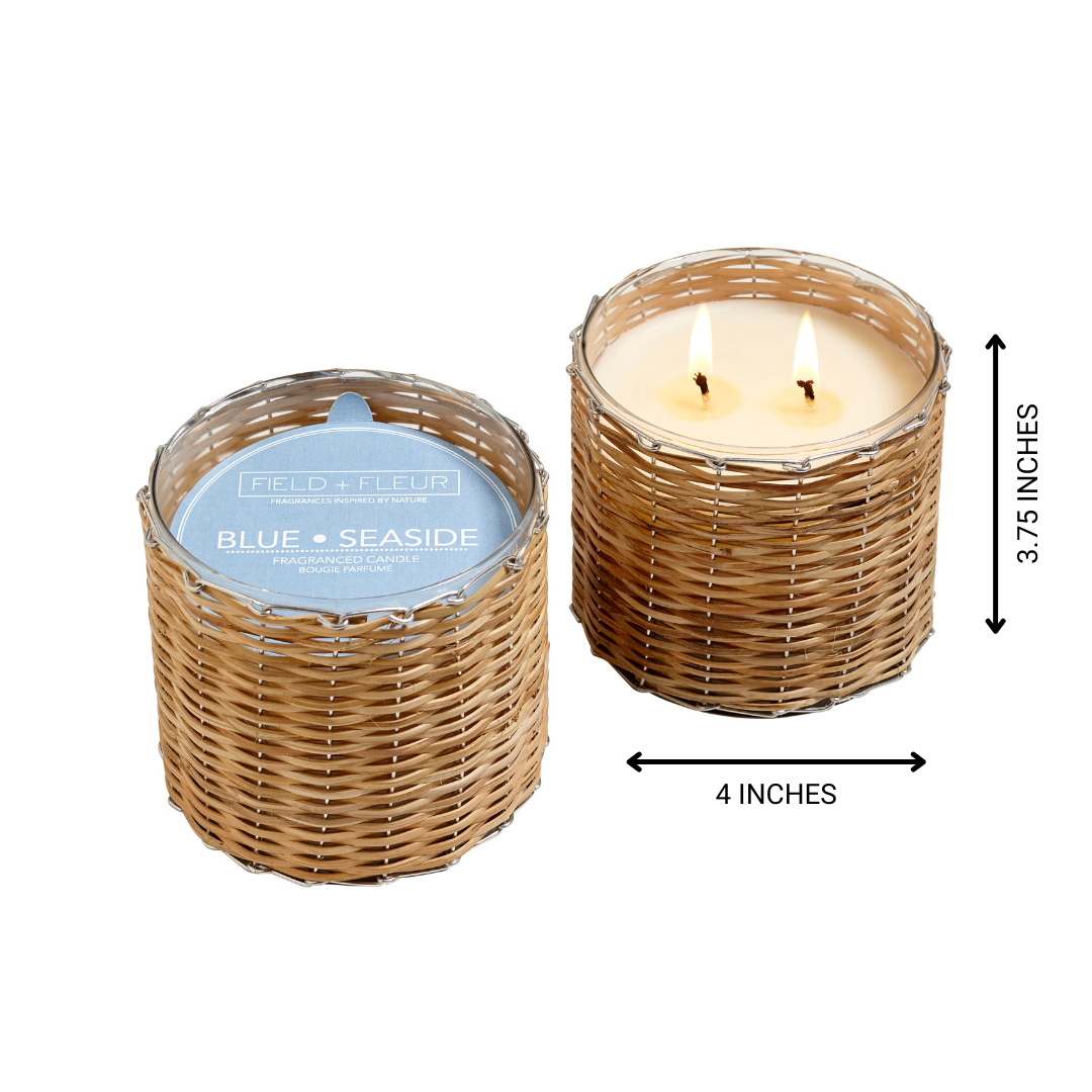 Blue Seaside 2 Wick Handwoven Candle 12oz. Ctn.6 - Salt &amp; Creek
