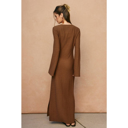 Ecru Escape Gold Trim Bell Sleeve Maxi Dress - Salt &amp; Creek