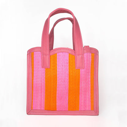 Pink &amp; Orange Striped Shopping Tote Small | Scalloped Edge - Salt &amp; Creek