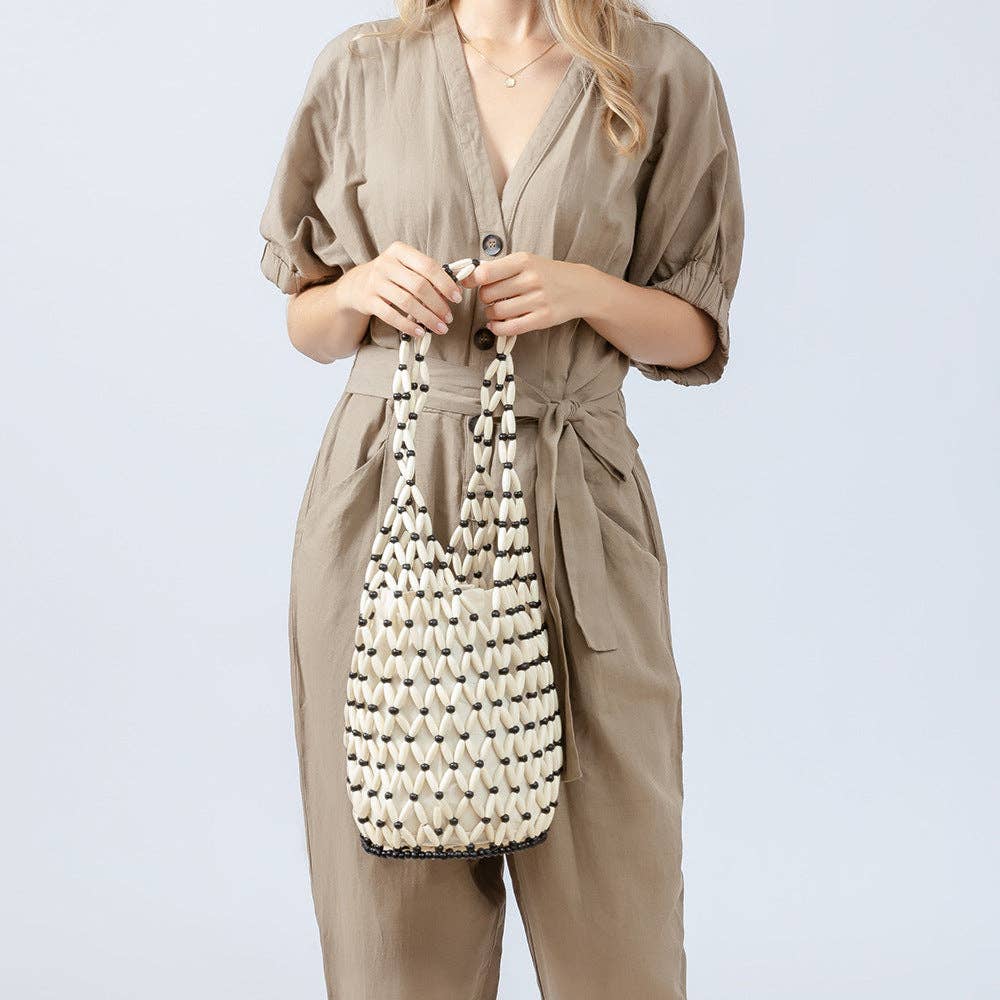 Hollow Wooden Bead Handmade Shoulder Bag