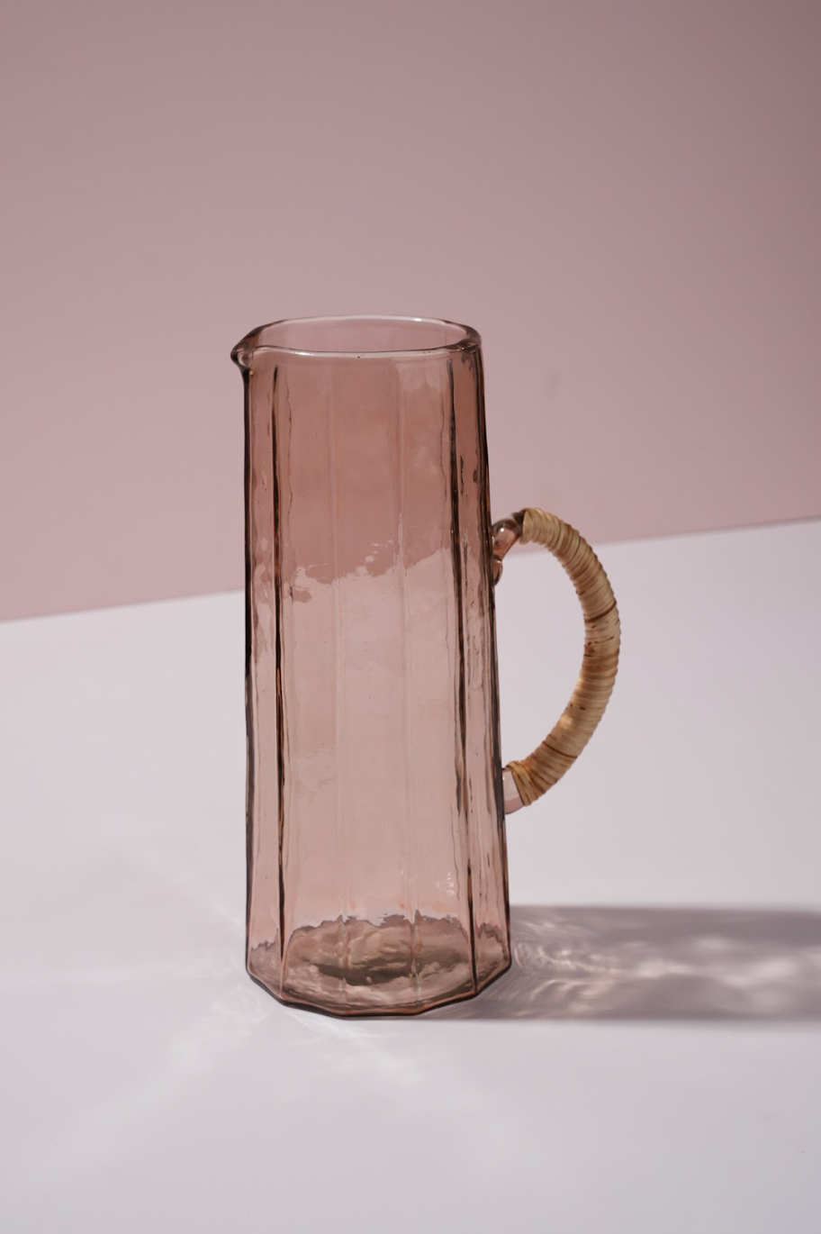 Pink Hammered Water Pitcher