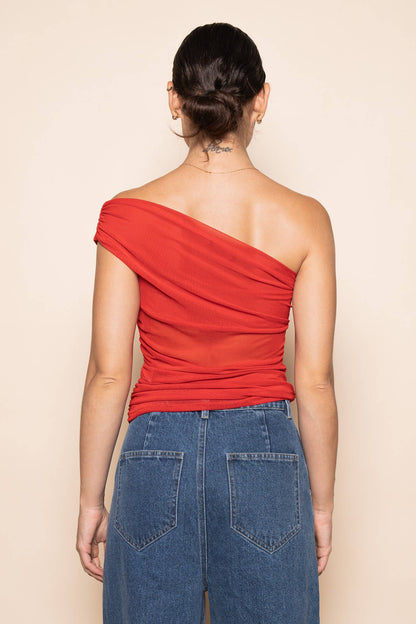 ONE SHOULDER MESH TANK TOP - Salt &amp; Creek