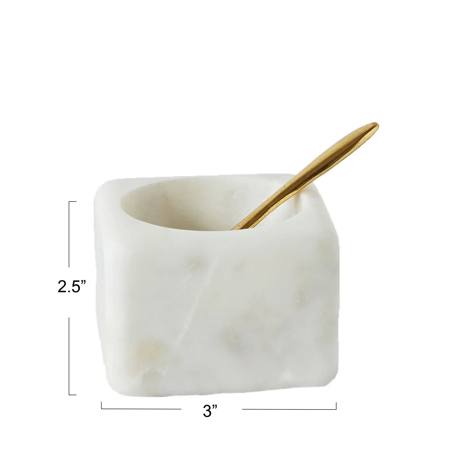 Solid Marble Bowl with Brass Spoon