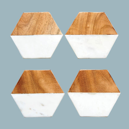 Wood Hexagon Coasters, Set of 4