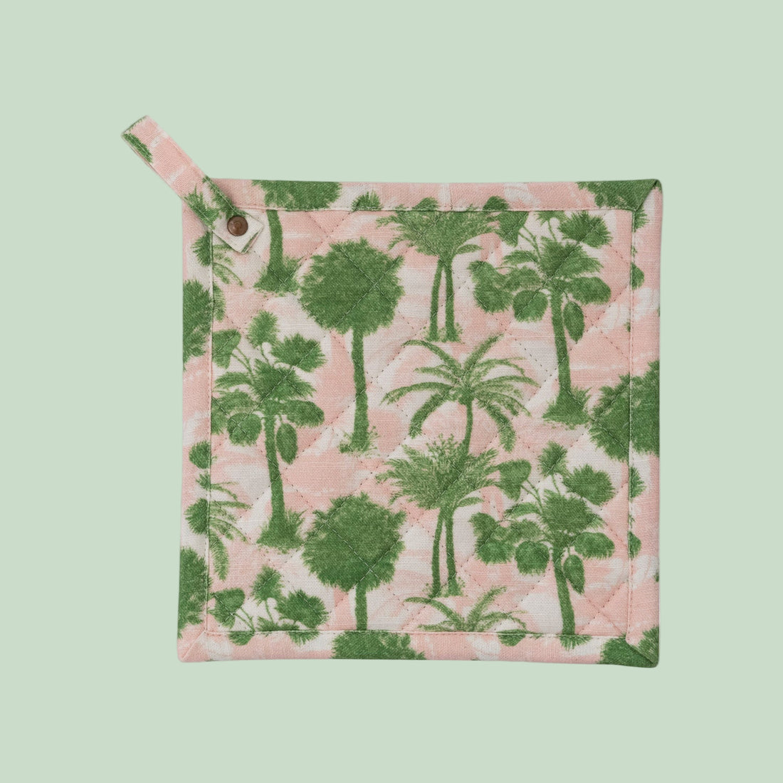 Cotton Pot Holder with Palm Tree Pattern