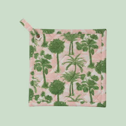 Cotton Pot Holder with Palm Tree Pattern