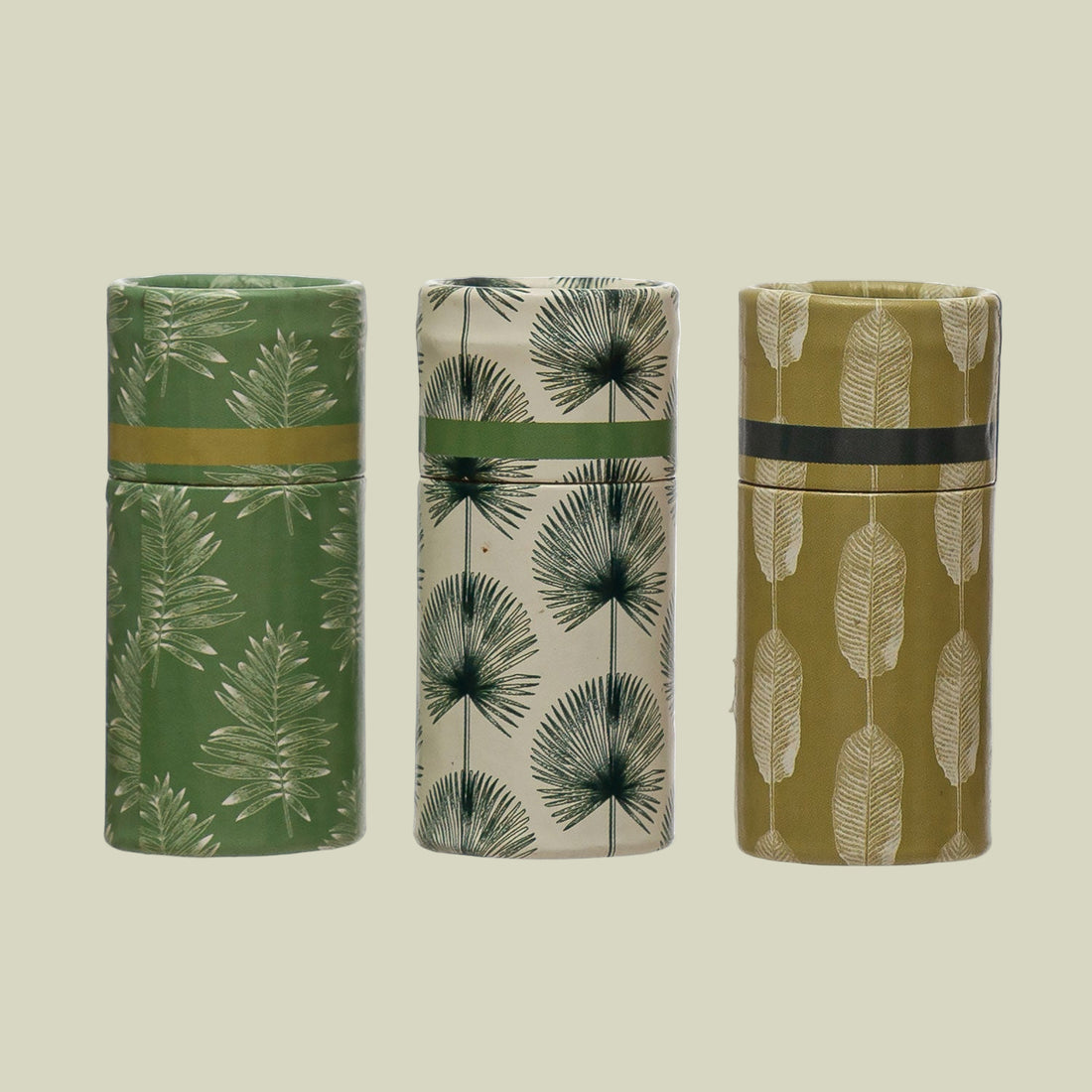 Safety Matches in Tube Matchbox with Leaves Print, 3 Styles