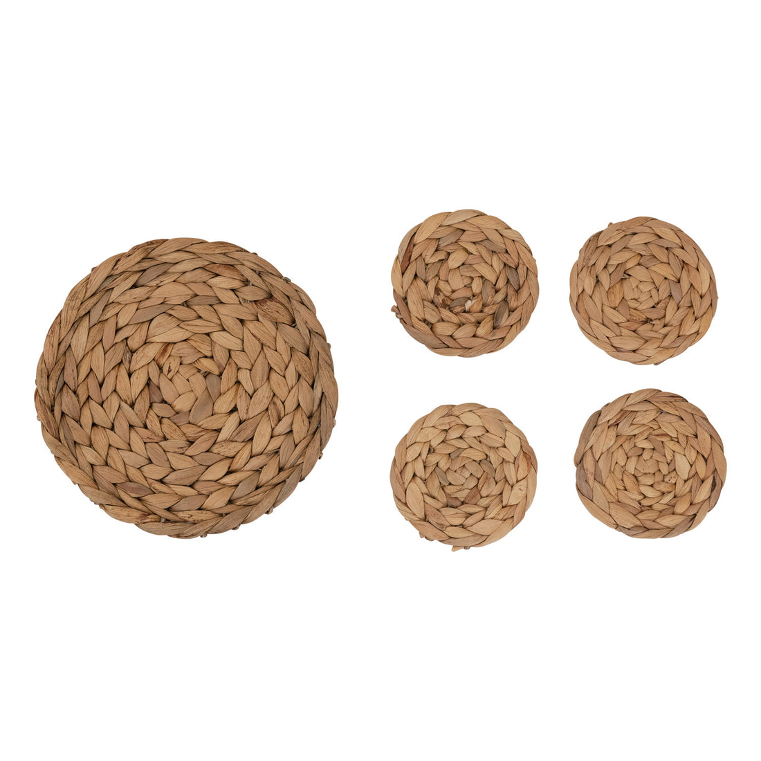 Hand-Woven Water Hyacinth Trivet and 4&quot; Round Coasters