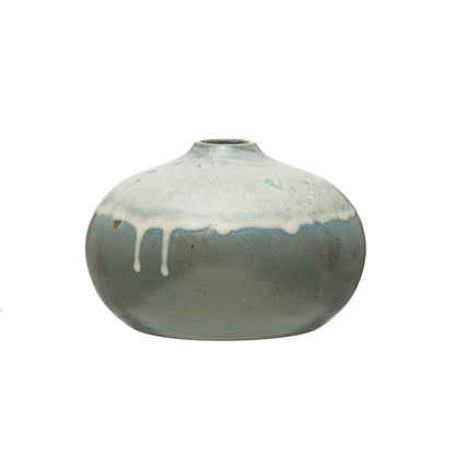 Stoneware Vase, Reactive Glaze, Grey &amp; Cream Color (Each One Will Vary)