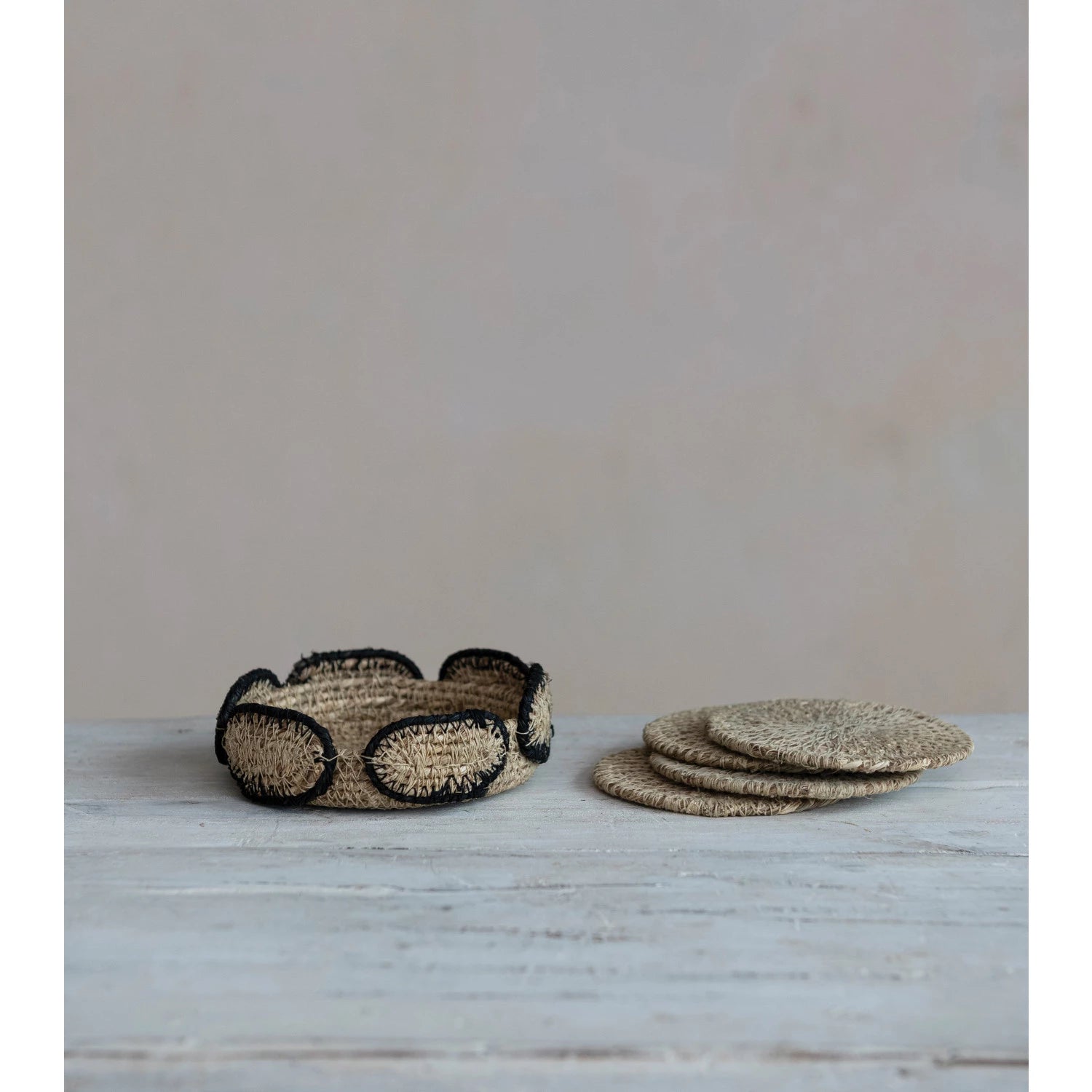 Seagrass Coasters w/ Basket (Set of 4) - Salt &amp; Creek