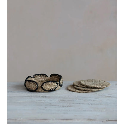 Seagrass Coasters w/ Basket (Set of 4)