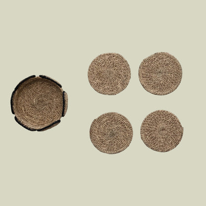 Seagrass Coasters w/ Basket (Set of 4)