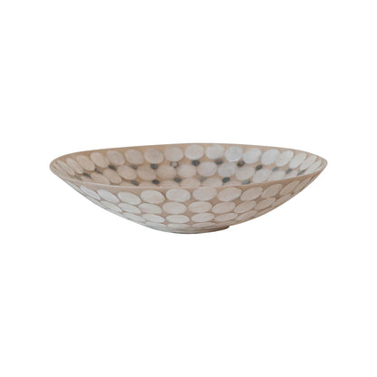 Decorative Resin &amp; Capiz Bowl, White &amp; Natural