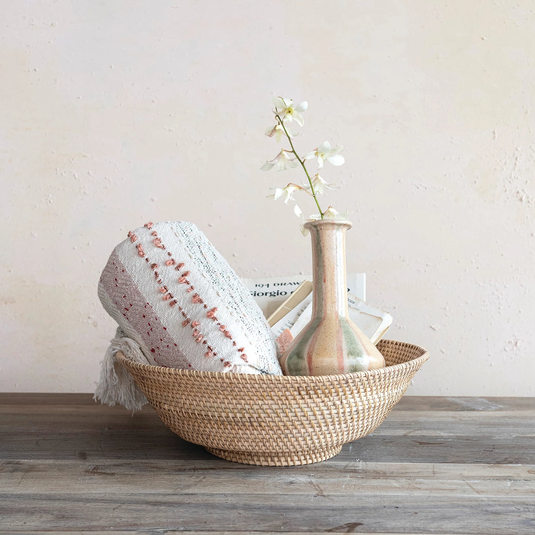 Woven Rattan Footed Bowl
