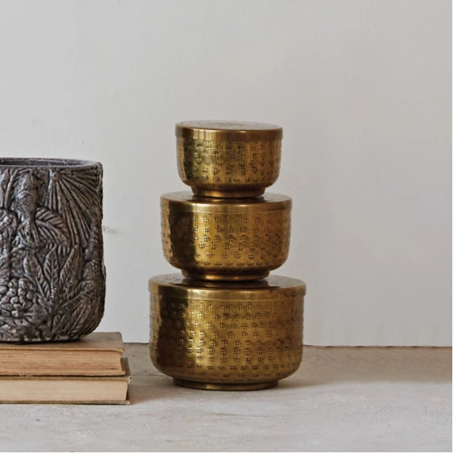 Hammered Aluminum Containers w/ Lids