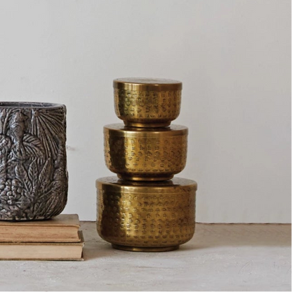 Hammered Aluminum Containers w/ Lids