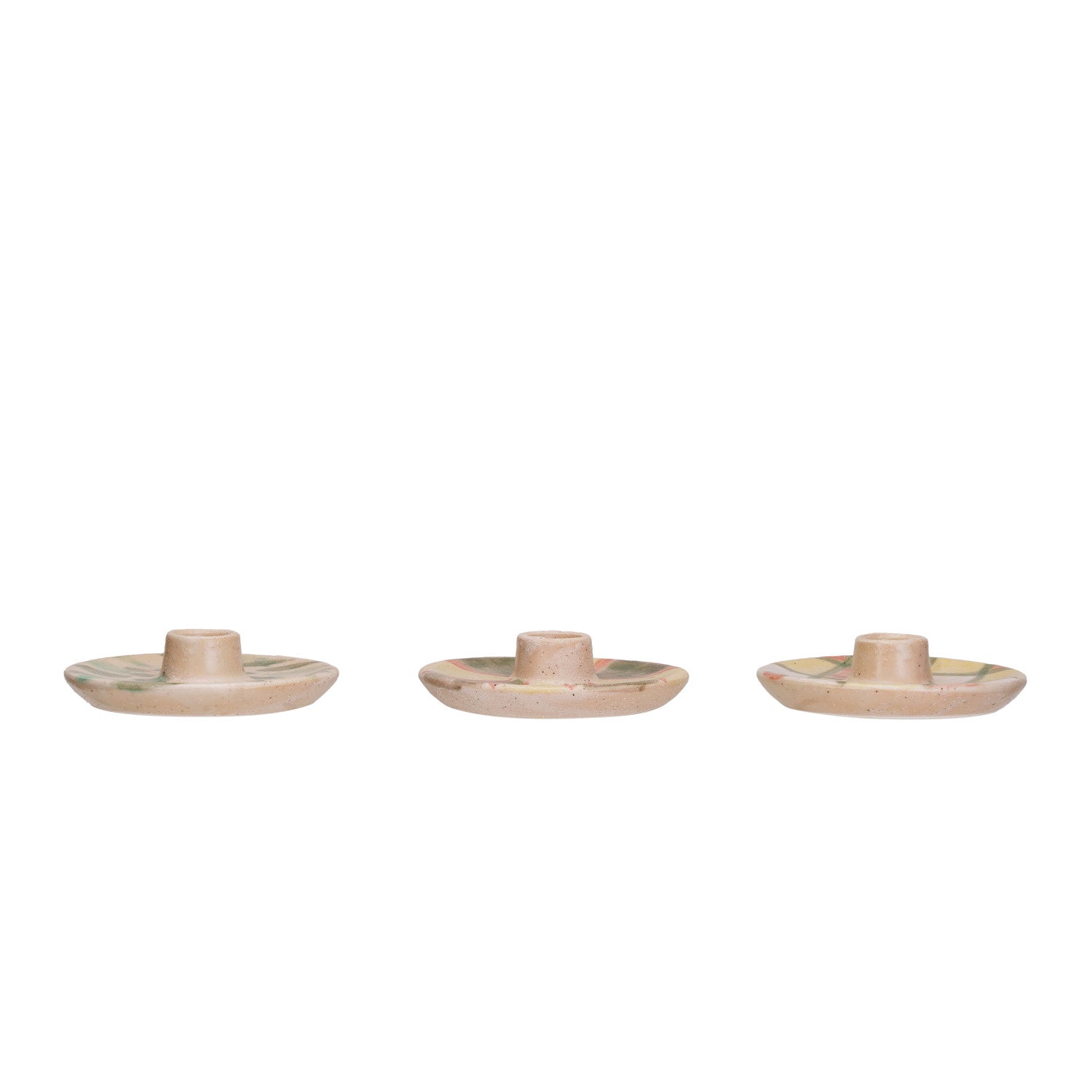 Hand-Painted Terra-cotta Taper Holder, 3 Styles (Each One Will Vary)