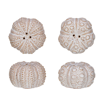Stoneware Sea Urchin Shaped Salt &amp; Pepper Shakers, Set of 2 (Each One Will Vary)