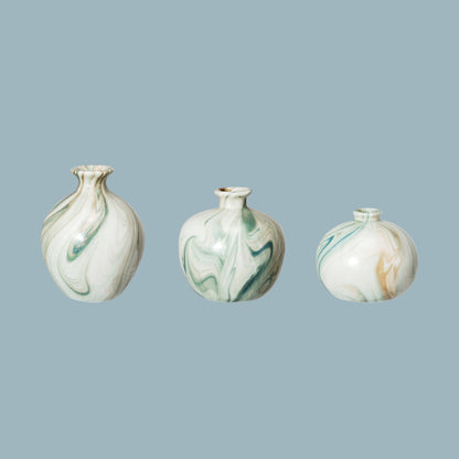 Stoneware Vases w/ Marbled Design, Set of 3 (Each One Will Vary)