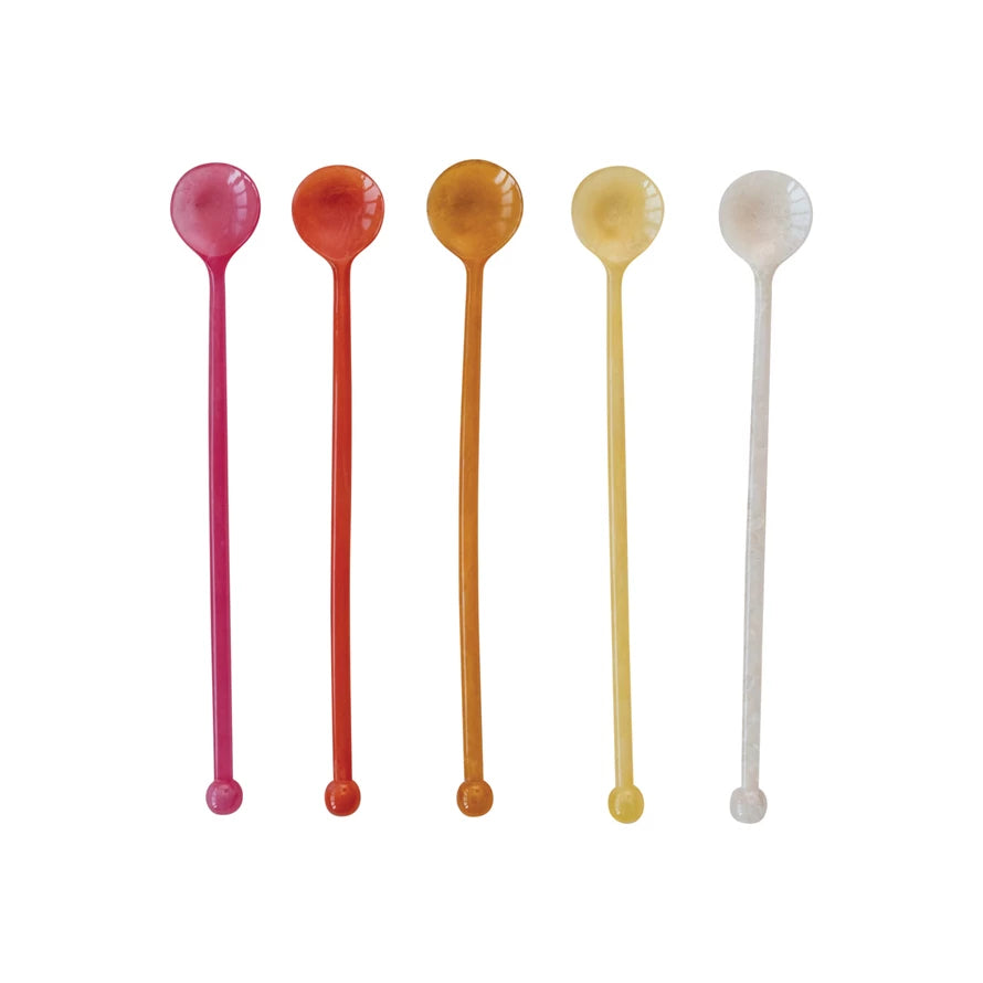 Sunset Resin Cocktail Spoons, Set of 5