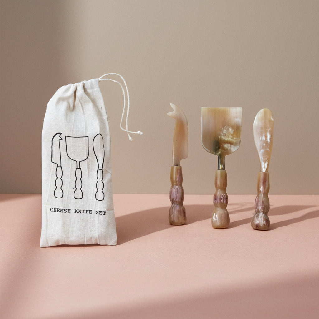 Natural Horn Cheese Servers, Set of 3 in Bag (Each One Will Vary)